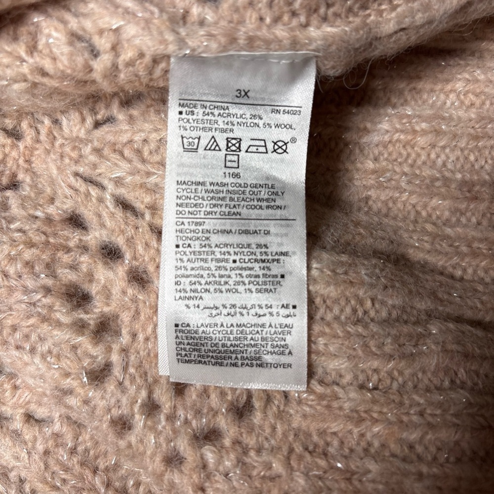 Old Navy Ruffle-Trim Pointelle-Knit Sweater Plus Size 3X Light Pink Shimmer - Picture 9 of 12